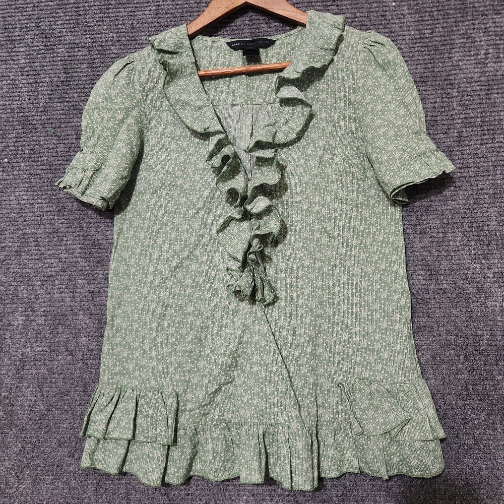 Marc By Marc Jacobs Ruffled Floral Blouse Size 8